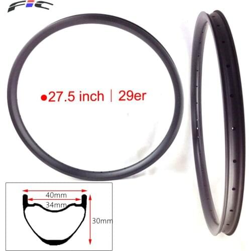 FIC 29er 40mm width mtb hookless rim with 30mm deep 34mm inner wide all mountain cyclo cross 27.5 inch carbon MTB clincher rim