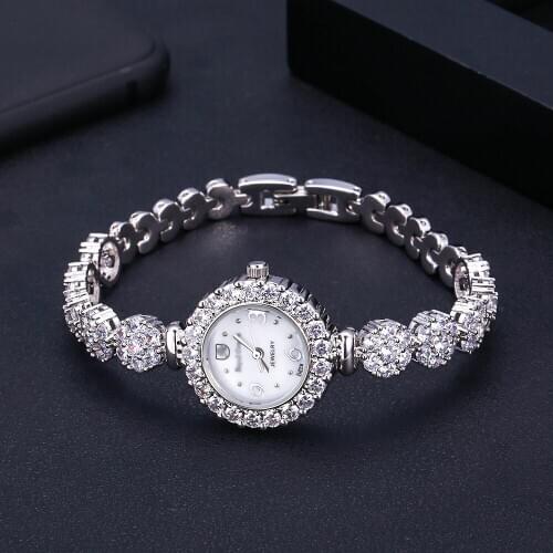 Jankelly Qualtiy AAA Zircon Elements Leaf Austrian Crystal Bracelet Watch for Wedding Party Fashion Jewelry Made with Wholesale