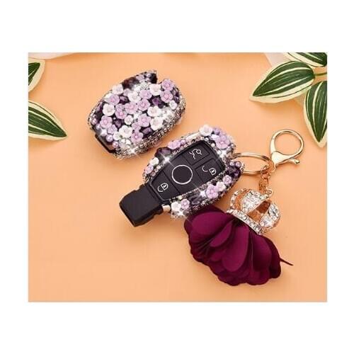 2 or 3 Buttons Ceramic Flower Diamond Car Key Case Cover For Mercedes Benz W214 W211 W203 W210 W124 A180 A200 A260 A AMG Class