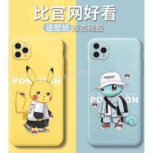 Pokemon Pikachu Phone Case for Apple 12 Mobile Phone Case Liquid Silicone All-inclusive Lens IPhoneXR11ProMax Soft Case Cute