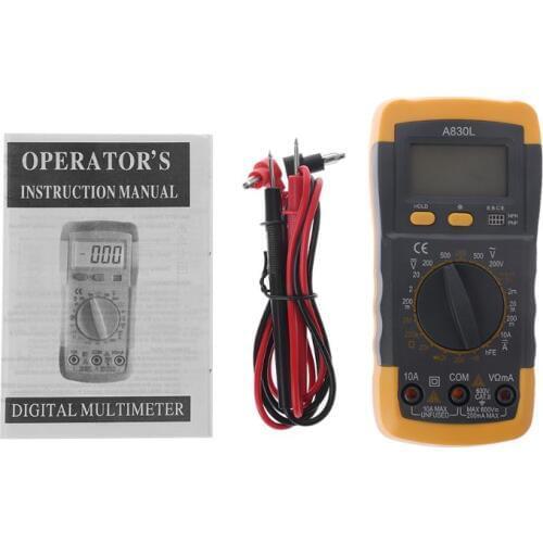 Digital Multimeter LCD Electric Ammeter Voltmeter Tester Meter Handheld AC DC Digital Multimetro Ammeter Multitester A830L