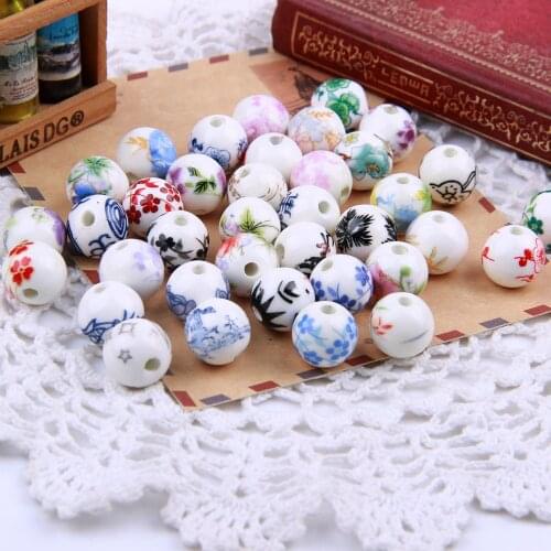 DIY Handmade Material Loose Beads Accessories 12mm Decal Ceramic round Beads Chinese Style Jewelry charms bracelets making