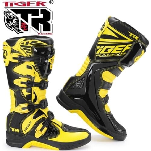 TR MTR M002 TIGER Racing Motorcycle Long Shoes Off-road Motocross Boots Dirt bike Sports Rider Motor faux Leather motorbike boot