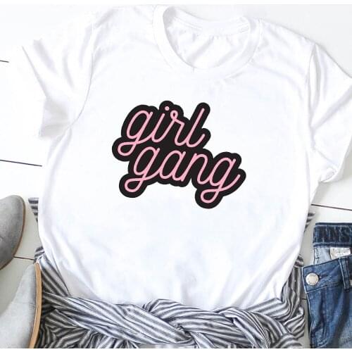 Women Girl Power Gang Letter Short Sleeve Feminist Print T-Shirt Tees Clothes Tee Shirt Female T Shirt Graphic Print T-shirts