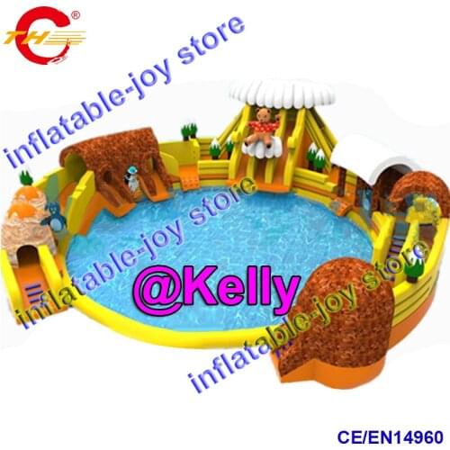 Giant inflatable water park for sale, commercial outdoor big inflatable water amusement park with pool and slides, summer park