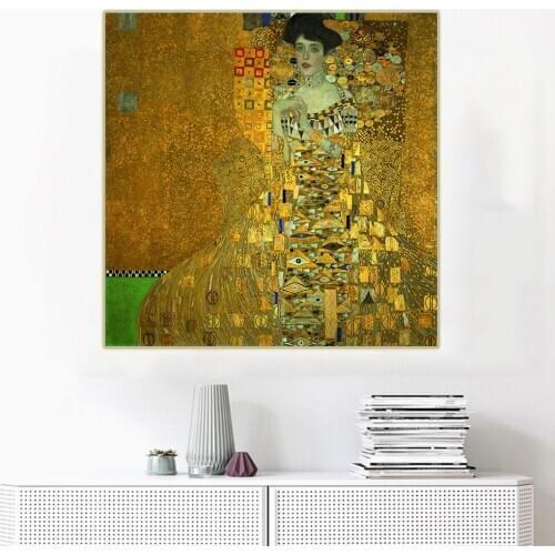 Holover Gustav Klimt"Portrait Of Adele Bloch-Bauer I"Canvas Oil Painting Western Art Decor Poster Aesthetic Home Room Decoration