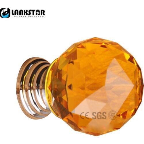 Emerald Amber Color Crystal Glass Furniture Kids Room Door Design Pull Handle Knobs