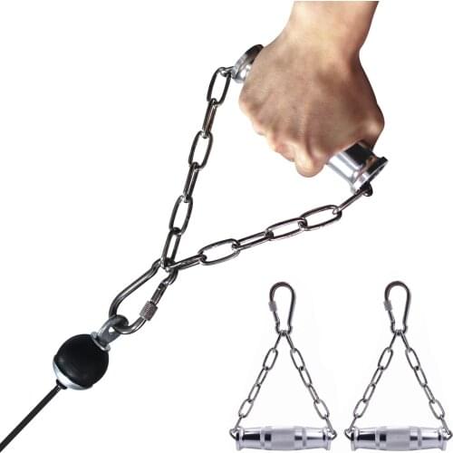 Cable System Metal Gym Handles Grips Heavy Duty Resistance Bands Exercise Attachment Accessories with Stainless Steel Chain