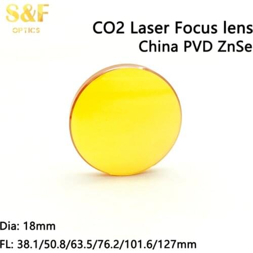 China Znse Meniscus CO2 laser focus lens Dia. 18mm Focal length 38.1 50.8 63.5 76.2 101.6 127mm for laser cutting machine