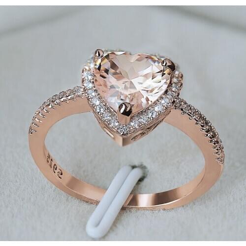 Modyle Classic Solitaire Ring with Heart Shape Cubic Zirconia Prong Setting Wedding Engagement Rings for Women Girls Size 6-10