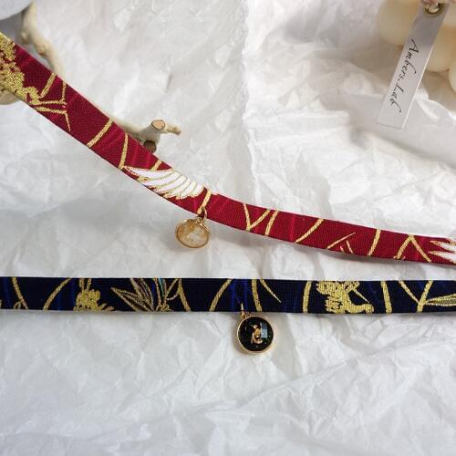 Round Resin Pendant Chokers Fashion Red Black Cloth Chockers Necklaces For Women Jewelry 2019 New Gifts Party