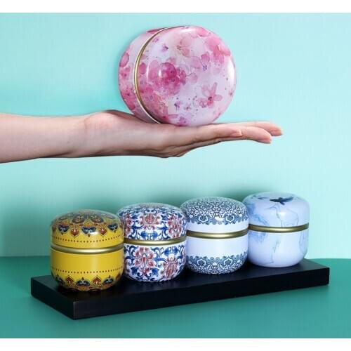 Japanese Style Kitchen Tea Box Jar Storage Holder Sweetmeats Candies Cans Teaware Tea Caddies Tin Containers Storage Box