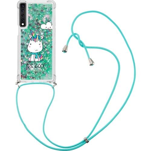 Glitter Liquid Quicksand Air Cushion Reinforced Corners Shockproof Crossbody Phone Case For LG Stylo 7 4G Cover Straps