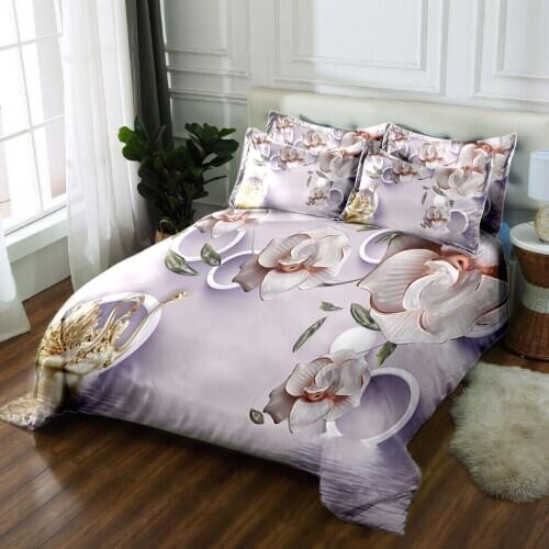 3D Bedding Set Twin Full Queen California King Bed Sheet Linen Double Bed Set Duvet Bed Cover Pillowcase Transparent Flower