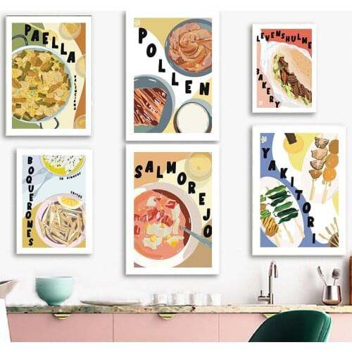 Food Salmorejo Paella Donburi Abstract Wall Art Canvas Painting Nordic Posters And Prints Wall Pictures For Kitchen Home Decor