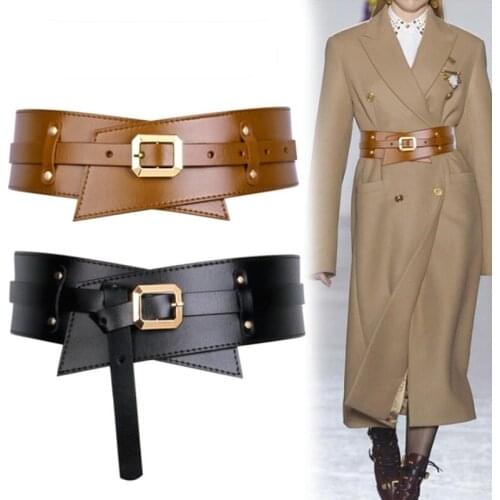 New women wide belt High Quality Genuine Leather Belts Luxury all-match coat with skirt waist constricting waistband waist seal