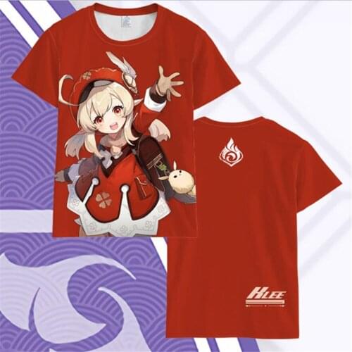 Hot Genshin Impact Streetwear Man Woman T-shirt Klee/barbatos/barbara Gunnhildr/keqing Cosplay Costume Top Short Sleeve Tees 5XL