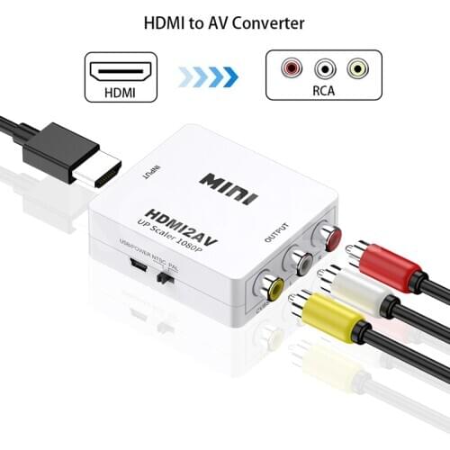 HDMI to RCA Converter AV/CVSB L/R Video Box HD 1080P 1920*1080 60Hz HDMI2AV Support NTSC PAL Output HDMI To AV