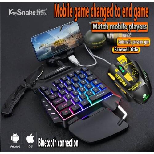 Wired USB with LED Backlight Wrist Rest for One-handed RGB Gaming Keyboard Mouse for LOL PUBG CS Android Tablet Phone Peripheral