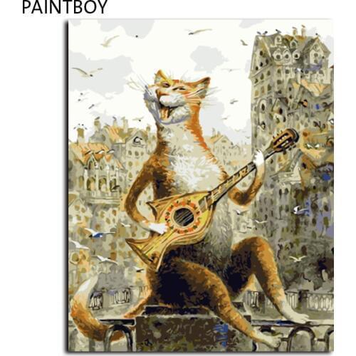 Hot Selling Framed Pictures Painting By Numbers Lovely Cat Handwork Canvas Oil Painting Home Decor For Living Room GX4554