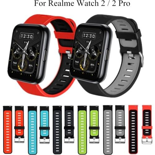 Silicone Band For Realme Watch 2 Pro Smart Watch Bracelet 22mm Wristband Two color Replacement For Realme Watch 2 Correa