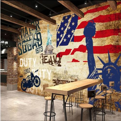 Retro Hand Drawn American Style Mural Wallpaper 3D Bar Restaurant Snack Bar Industrial Decor Wall Paper 3D Papel De Parede