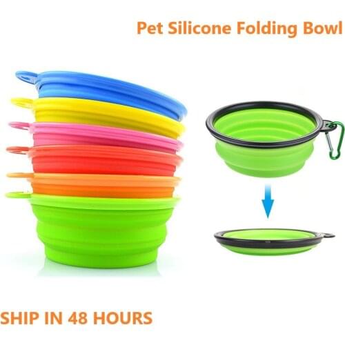 Dog Bowl Foldable Silicone Bowl For Dogs Cat Outdoor Travel Feed And Bowls Storage Pet Feeding Water Dish Bowls Dog Supplies
