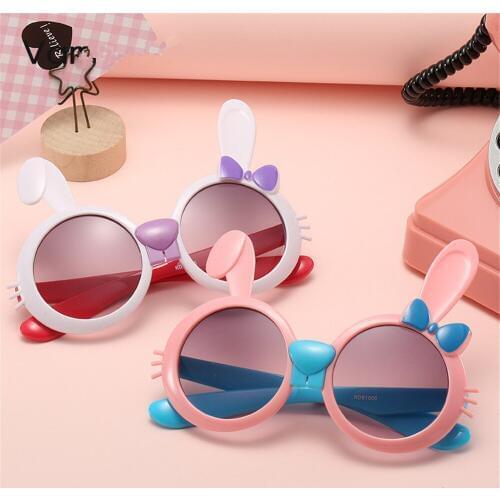 New Cute Rabbit Frame Kids Sunglasses Baby Wild British Style Plastic Sunglasses For Boys Girls Sun Glass