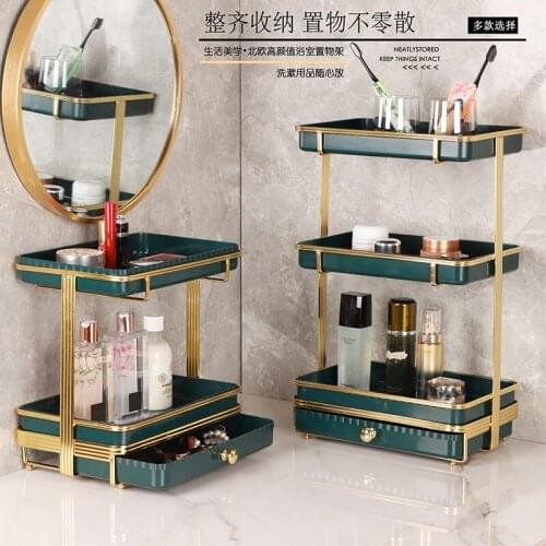 Light luxury bathroom toilet wash table comb cosmetic articles home desk with drawer holder box