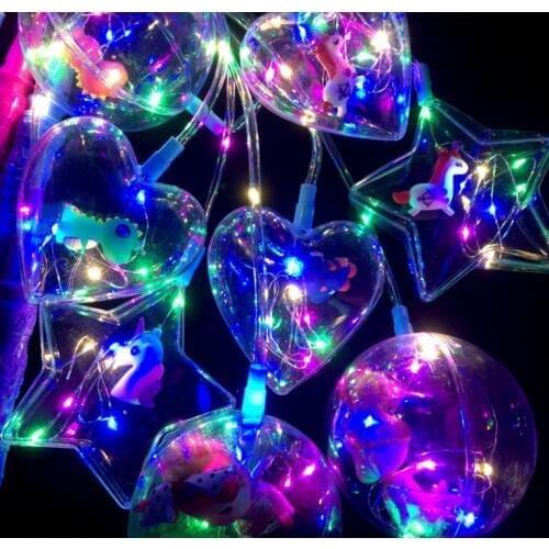 Led flashing lantern kids festive glowing toy wedding birthday decoration Glow Party atmosphere props clear heart star