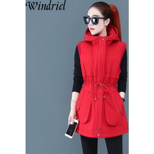 Windriel 2021 Winter Long Warm Vests Women Big Pockets Waistcoat Solid Hooded Sleeveless Jacket Coat Plus Size M-4XL Autumn