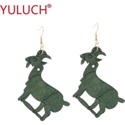 YULUCH 2018 Creative Ethnic Jewelry Accessories Wooden Goat Pendant Earrings for Fashion African Womens Earrings Gifts