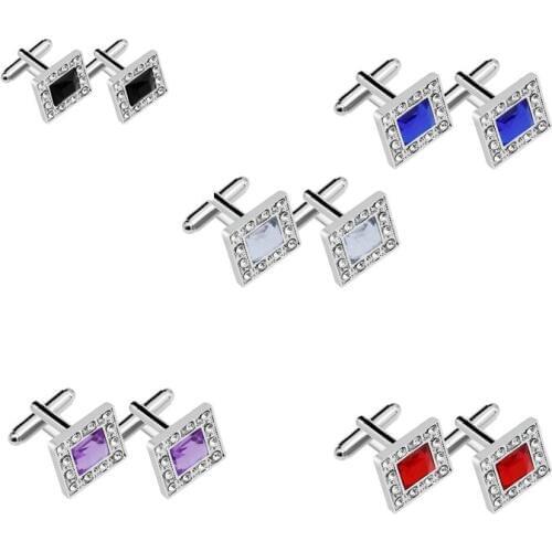 Women mens cuff links for shirts Luxury rhinestone crystal business lawyer square cufflinks gemelos wedding decorations