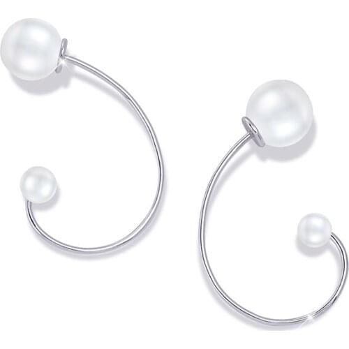 ANNA QUEEN Pearl Stud Earrings for Women Pearl Love Surrounded With CZ Zircon Jewelry Gift PE0048