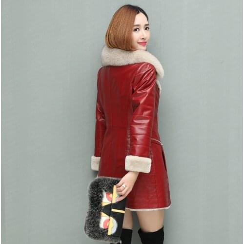 Winter Sheepskin Coat For Women Double-faced Coats Thick Warm Genuine Leather Jacket Natural Fox Fur Collar WYQ986