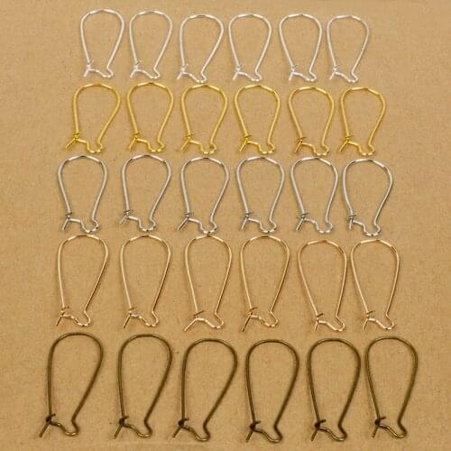 100Pcs 16X38mm/11x24 Gold/Silver/Bronze/Rhodium/Kc Gold Earring Hooks Kidney Earring Wire For Jewelry Making Craft DIY
