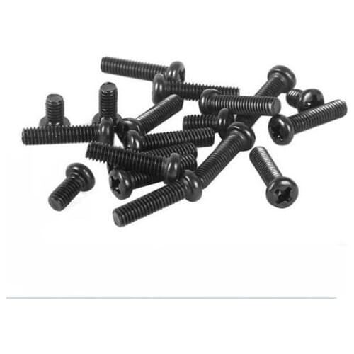 100PCS M2 M2.5 M3 3-16mm Long Phillips Round Head Screw Alloy Cross Bolts Screws Black Carbon steel