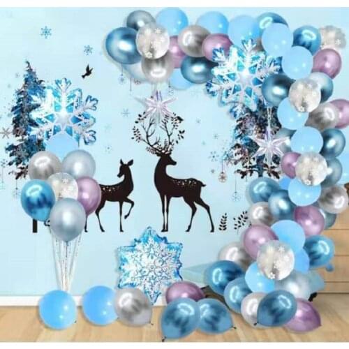 104 pieces of blue purple ice and snow balloon garland arch set wedding background birthday party christmas decoration