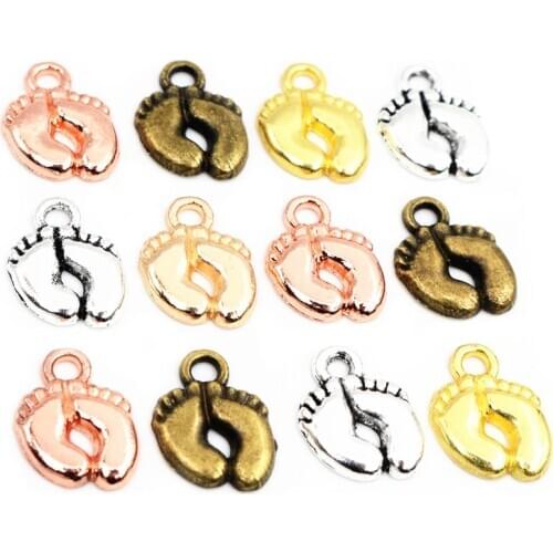 20pcs Charms feet foot 13x10mm Tibetan Silver Plated Gold Plated Bronze Pendants Antique Jewelry Making DIY Handmade Craft