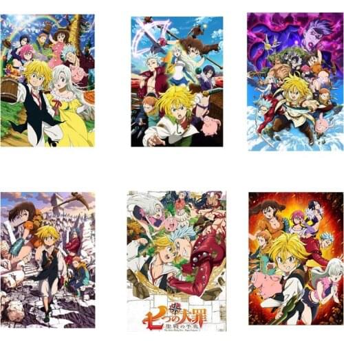 2020 Anime The Seven Deadly Sins Nanatsu no Taizai Meliodas x Elizabeth Anime manga wall Poster art Home Decoration