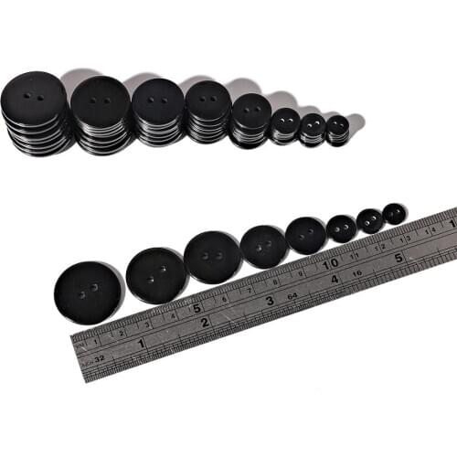 30-100pcs 2-Holes Black Round Resin Buttons Sewing Tools Decorative Button Scrapbooking Garment DIY Apparel Accessories