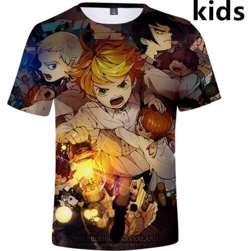 2 to 14 Years The Promised Neverland Clothing Kids Boys Girls Phil Gilda Don Ray Norman Emma 3d t-shirt Anime Children t shirt