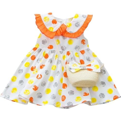 4# Girls Toddler Kids Baby Girls Casual Polka Dot Print Dress Princess Bag Set Outfits 6m-4y Girls Dresses Детская Одежда