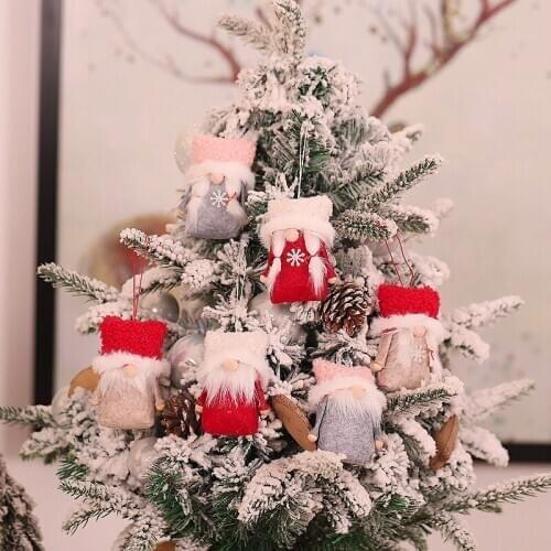 6pcs Christmas Faceless Beard Dolls Xmas Tree Hanging Ornaments Merry Christmas Decorations for Home Navidad New Year 2021 Gift