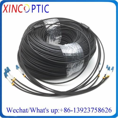 200Mts,4Strands SM 9/125,G657A,LSZH/TPU Jacket,LC-LC/ST/SC/FC 4.0mm 200M Armored 4Core Fiber Optic Patch Cord Cable without Reel