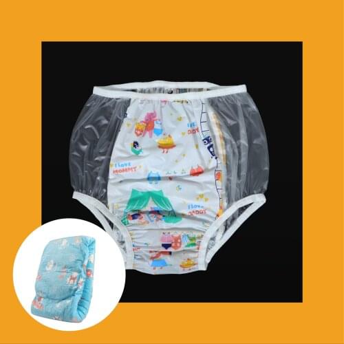 ABDL adult diaper pvc reusable baby pant diapers onesize plastic bikini bottoms DDLG adult baby new underwear blue diapers