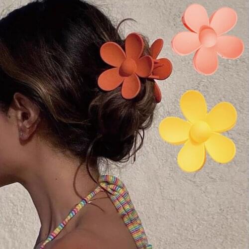 Girls Hair Accessories Candy Color Korean 2021 Flower Hairclips Solid Accessories Aestheticism Headwear Hair Clips For Women