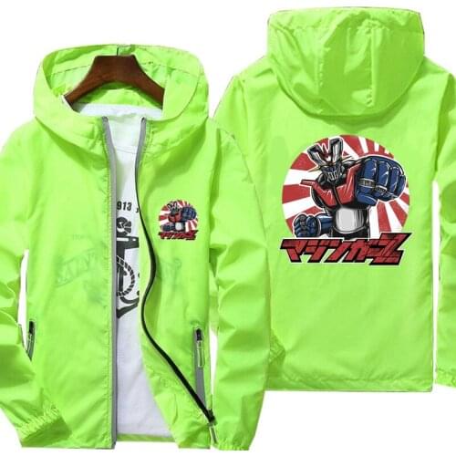 Mens Quick Dry Coat Mazinger Z Robot print Sunscreen Waterproof UV Women thin Outwear Ultra-Light Windbreake Jacket