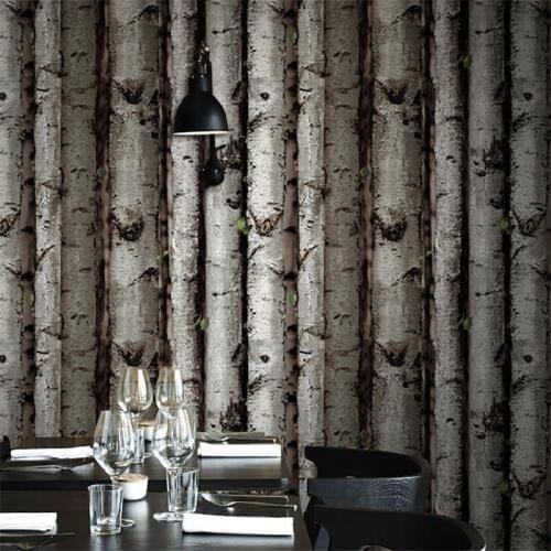 Wellyu Birch trees Pile Vintage Natural Rustic Embos Grained Effect Wood Tree Vinyl 3D Wallpaper papel de parede wall paper