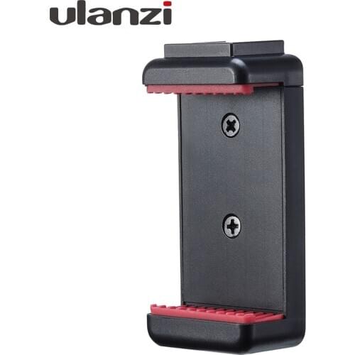 Ulanzi ST-07 Adjustable Phone Holder Vlog Phone Clip+1/4 Inch Screw Cold Shoe for 5.6-8.3cm Smartphone for Tripod LED Light Mic